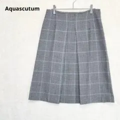 アクアスキュータム スカート 毛100% 千鳥格子 黒白 日本製 P1249