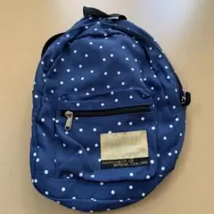 ミニリュック　キッズ　子供用　ネイビー　ドット柄　水玉　紺色　used 中古