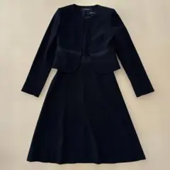 social time 東京ソワール 9号 M ワンピース ジャケット 黒