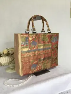 花ぷらら・ハンドメイド・リメイク・帯・大きめ・トートバッグ・155