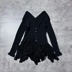 00's archive リブ編み フリル付き カーディガン y2k グランジ