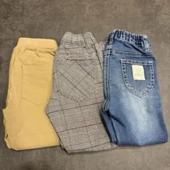 キッズパンツ3点セット（ベージュ・グレー・デニム）　90cm