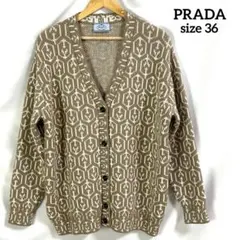 『極美品』PRADA プラダ ジャガード シェットランド カシミヤ カーディガンのサムネイル