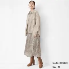 美品♡GU プリーツロングスカート　アニマルドット　シフォン　スカート