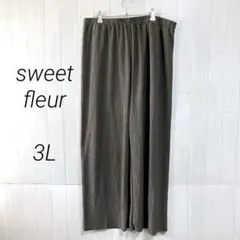 スウィートフルール　しまむら　ガウチョパンツ　グレー　3L　ウエスト総ゴム
