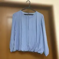 レディース　ブラウス　青　七分丈　しまむら