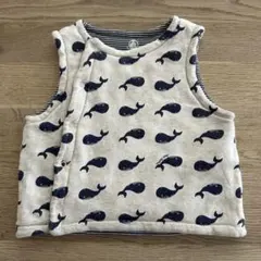 訳あり (81cm) PETIT BATEAU 中綿 ベスト ミラレ クジラ