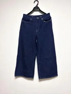 GU ワイドデニム　クロップド丈　M サイズ　ダークブルー　濃紺