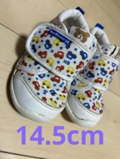 ミキハウス 子供靴 14.5cm 中国製 カー柄 ベビーシューズ