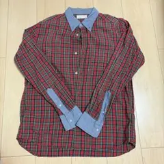 BEAMS ビームス 赤 チェック デニム シャツ L