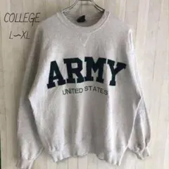 ARMY 刺繍ロゴ　スウェット　トレーナー　古着　カレッジ　COLLEGE　Lのサムネイル