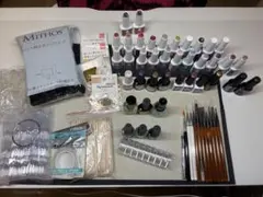 【セット】ネイル工房マグネット・フラッシュジェル、カラチャ、筆など