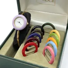 良品☆稼働　OH済み　新品電池　グッチ　チェンジベゼル　レディース腕時計