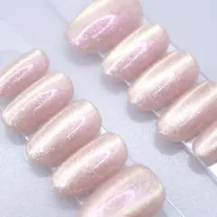 【877】ネイルチップSサイズ ピンクオーロラ ラメ ワンカラー マグネット