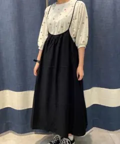 サマンサモスモスブルー 黒キャミワンピース ブラックワンピース 黒ワンピース