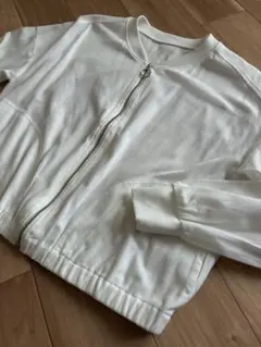 Vega ロートレアモン ホワイト ジップアップ クロップドジャケットシアー