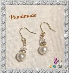 ハンドメイド ピアス イヤリング コットンパール アクセサリー