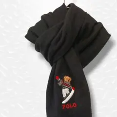 刺繍 ポロベア Polo Ralph Lauren 黒 マフラー