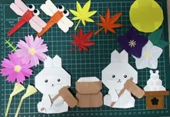秋の壁面☆お月見☆折り紙☆吊るし飾り☆日本土産☆壁面飾り☆9月☆10月☆