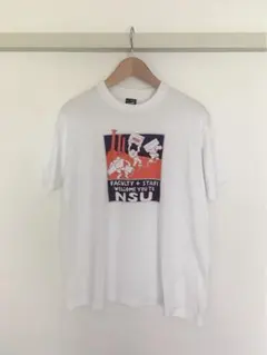 90s ランニング USA製 アートTシャツ ヴィンテージ レトロ ポップ 白 