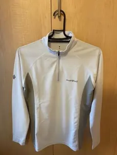 mont-bell レディース ロングスリーブジップシャツＭ ライトグレー