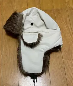 オフホワイト フライトキャップ 耳あて付き 2way