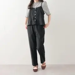 OLIVE des OLIVE ブラックサロペット ボタン付き M