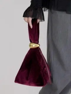 【未使用】forksy. ボルドーベロアワンハンドルバッグ