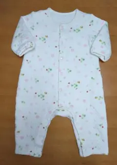 ミキハウス70ミツバチ模様キルティングカバーオールロンパース