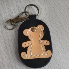 くまさん（両面）レザーキーホルダー