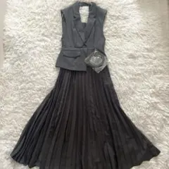 SNIDEL ジレディティールジャンスカ ドッキングワンピース グレー 0 S