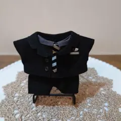 ぬい服　黒スーツ グレーシャツ　10cm〜12cm