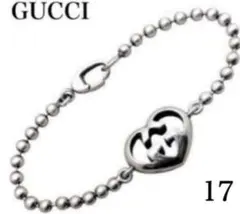 【美品】GUCCI ハート インターロッキングボールチェーンブレスレット　17のサムネイル