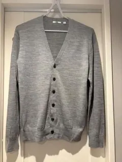 【美品】UNIQLO メリノウールカーディガン グレー 長袖
