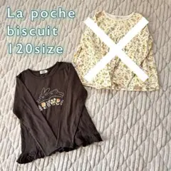 La poche biscuit うさぎ柄長袖カットソー 120