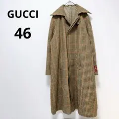 【美品】グッチ チェック柄 ステンカラーコート イタリア製 46 ウール100のサムネイル