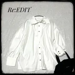 [Re:EDIT] リエディ　リボンタイつきブラウス　ホワイト　オフィス　量産系