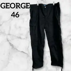 希少✨GEORGE 【46】 ジョージ　カーゴパンツ ブラック 黒　大きいサイズ