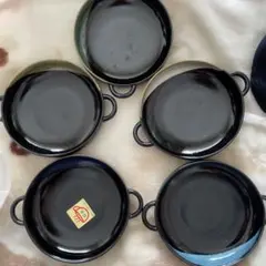 陶器製丸型皿 取っ手付き 5点セット