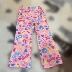mezzo piano 総柄フリースパンツ ピンク