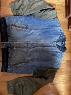 デニム・オリーブグリーン ボンバージャケット