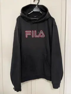 希少 古着 FILA プルオーバーパーカー L ブラック フィラ フーディー