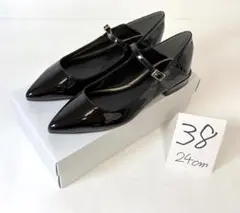 未使用 メトカ ストラップパンプス ブラック 38 24cm 管4052のサムネイル