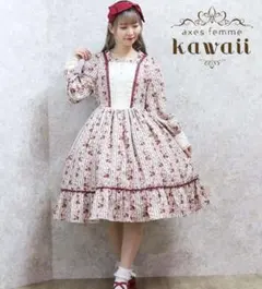 【未使用】axes femme kawaii/ストライプローズ柄ワンピース