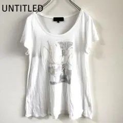 アンタイトル リヨセル プリント Tシャツ カットソー ホワイト 2 M相当