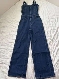 デニム サロペット ワイドパンツ インディゴ　GU