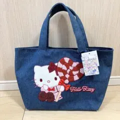 【新品】サンリオ ハローキティ デニム サガラ刺繍　ミニトートバッグ