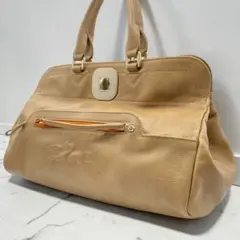 【美品】ロンシャン・ハンドバッグ・ギャッツビー・ベージュ・レオパード
