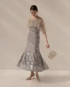 チュールフリルボレロペイントマーメイドワンピースドレス