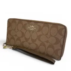 COACH コーチ 長財布 シグネチャー ラウンドジップ ブラウン 茶 ゴールドのサムネイル
